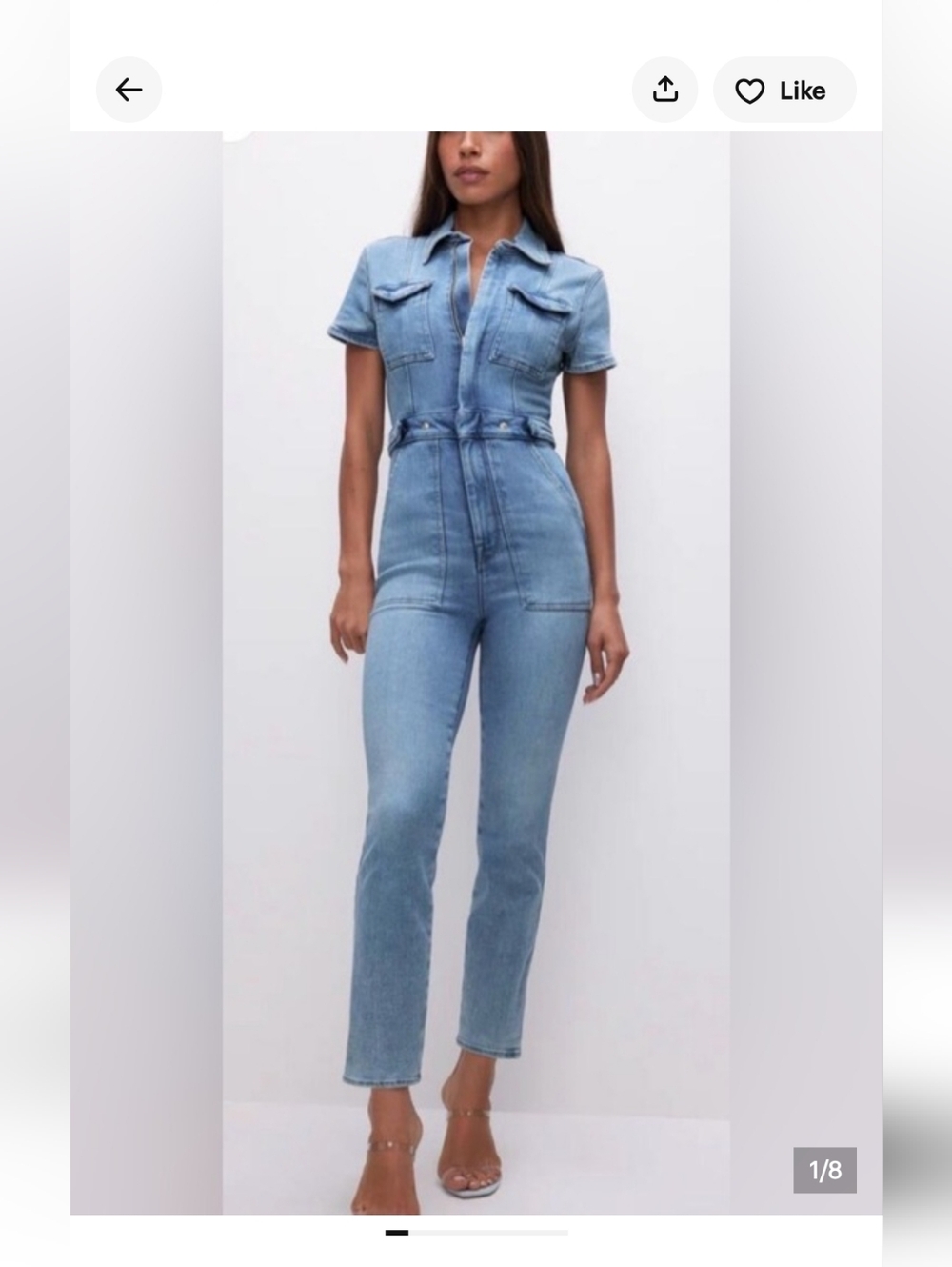 Good American Light Blue Denim Overalls Jumpsuit